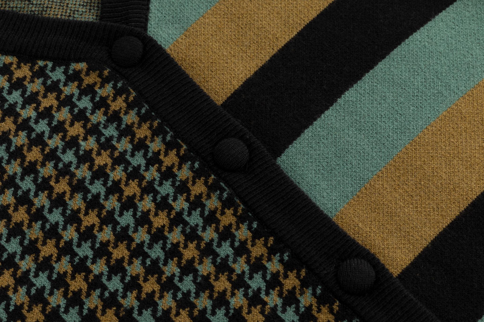 Black Green And Brown Knit Vest