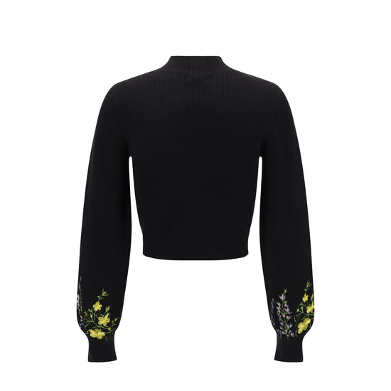 Black Knit With Floral Embroidered Sweater