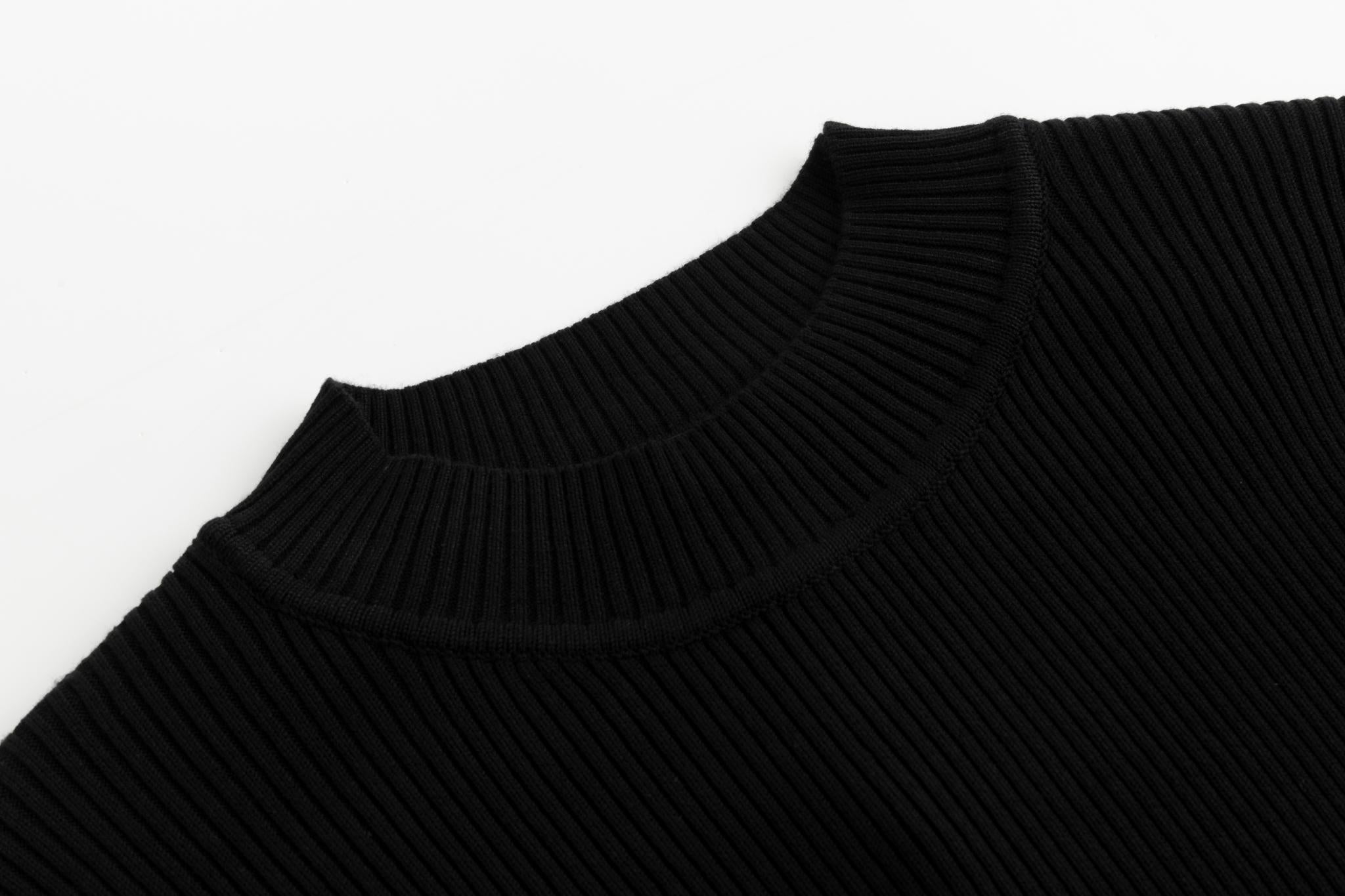 Black Ribbed Turtle Neck Sweater