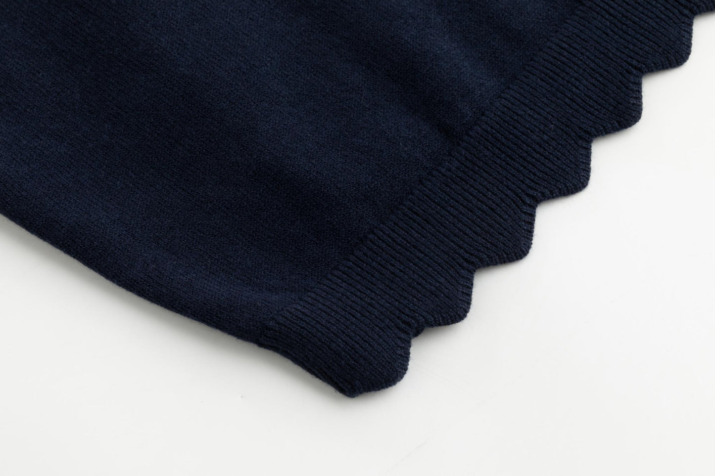 Navy Scallop Detail Mock Neck Sweater
