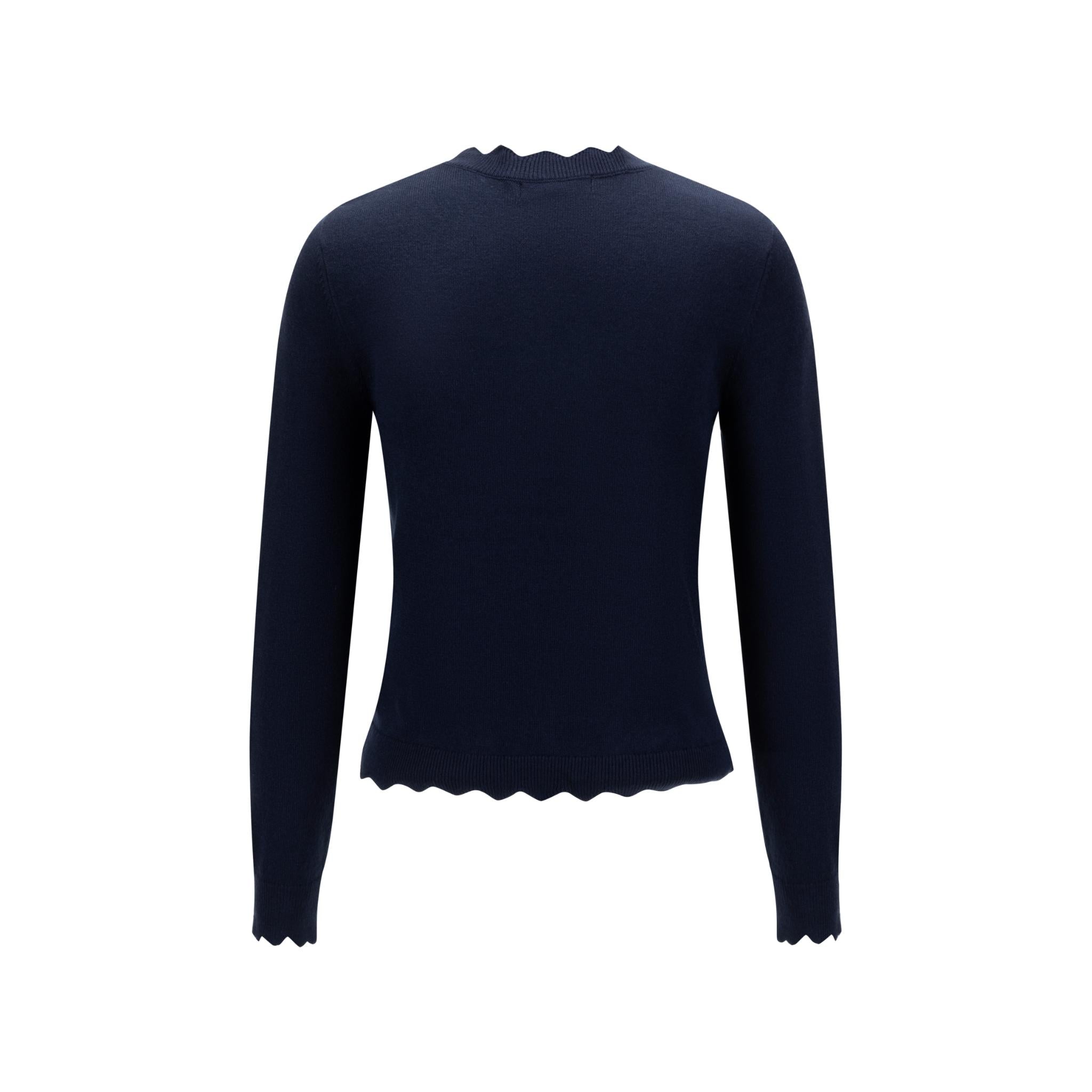 Navy Scallop Knit Top