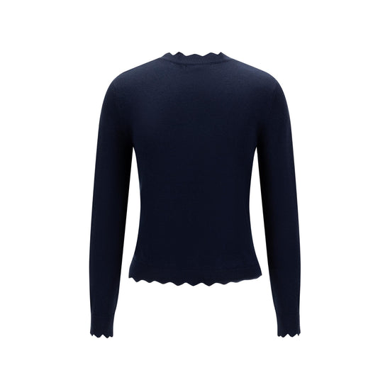 Navy Scallop Knit Top