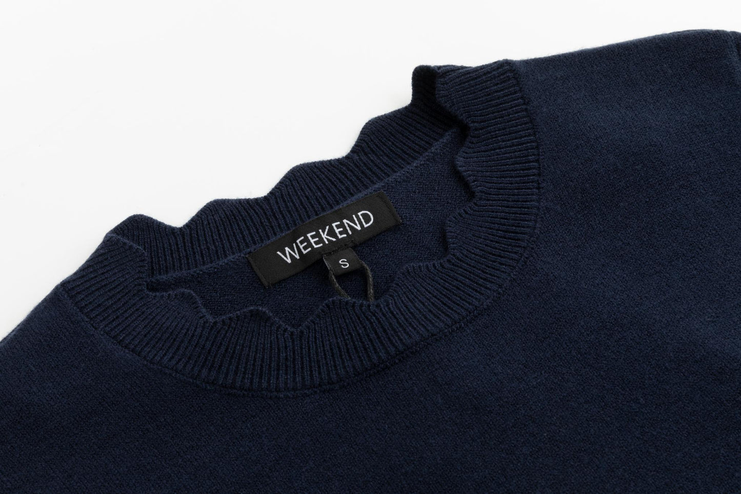 Navy Scallop Knit Top