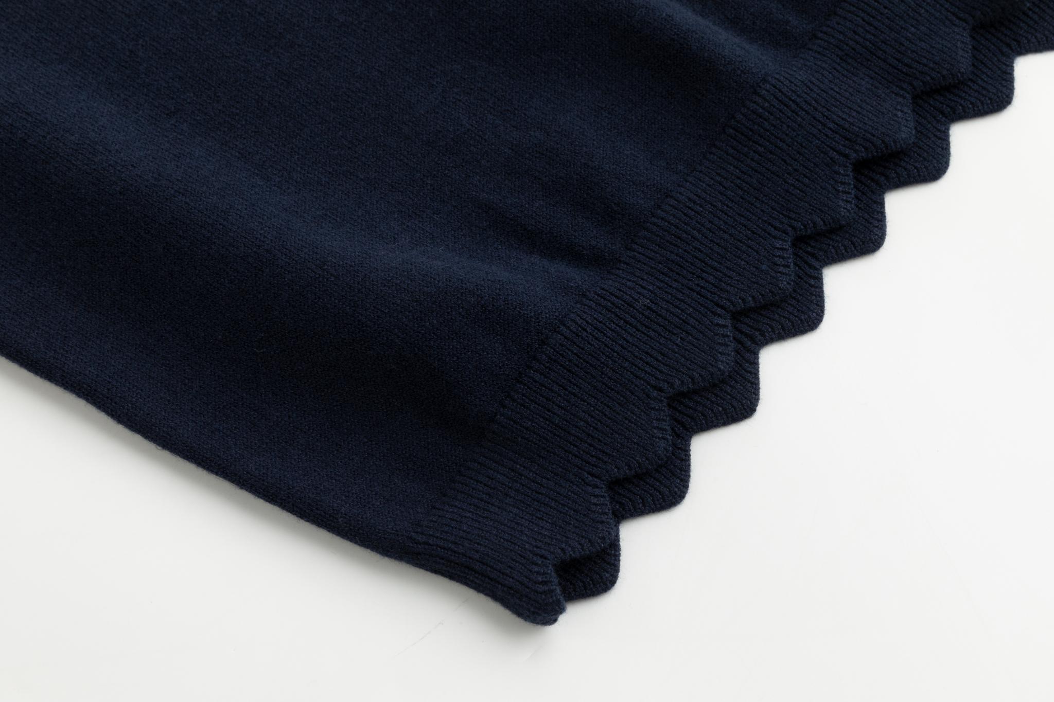 Navy Scallop Knit Top