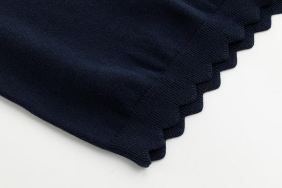 Navy Scallop Knit Top