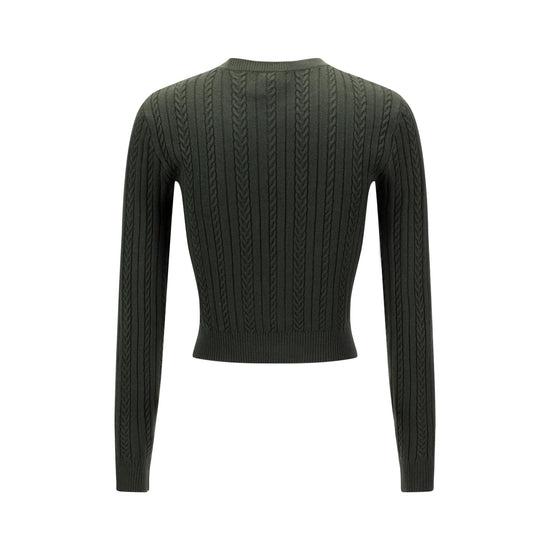 Green Cable Floral Fuzz Cardigan