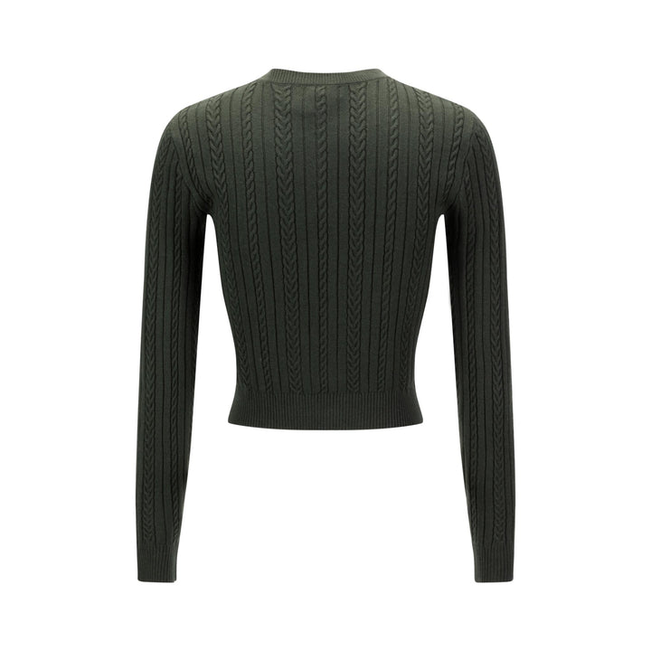 Green Cable Floral Fuzz Cardigan