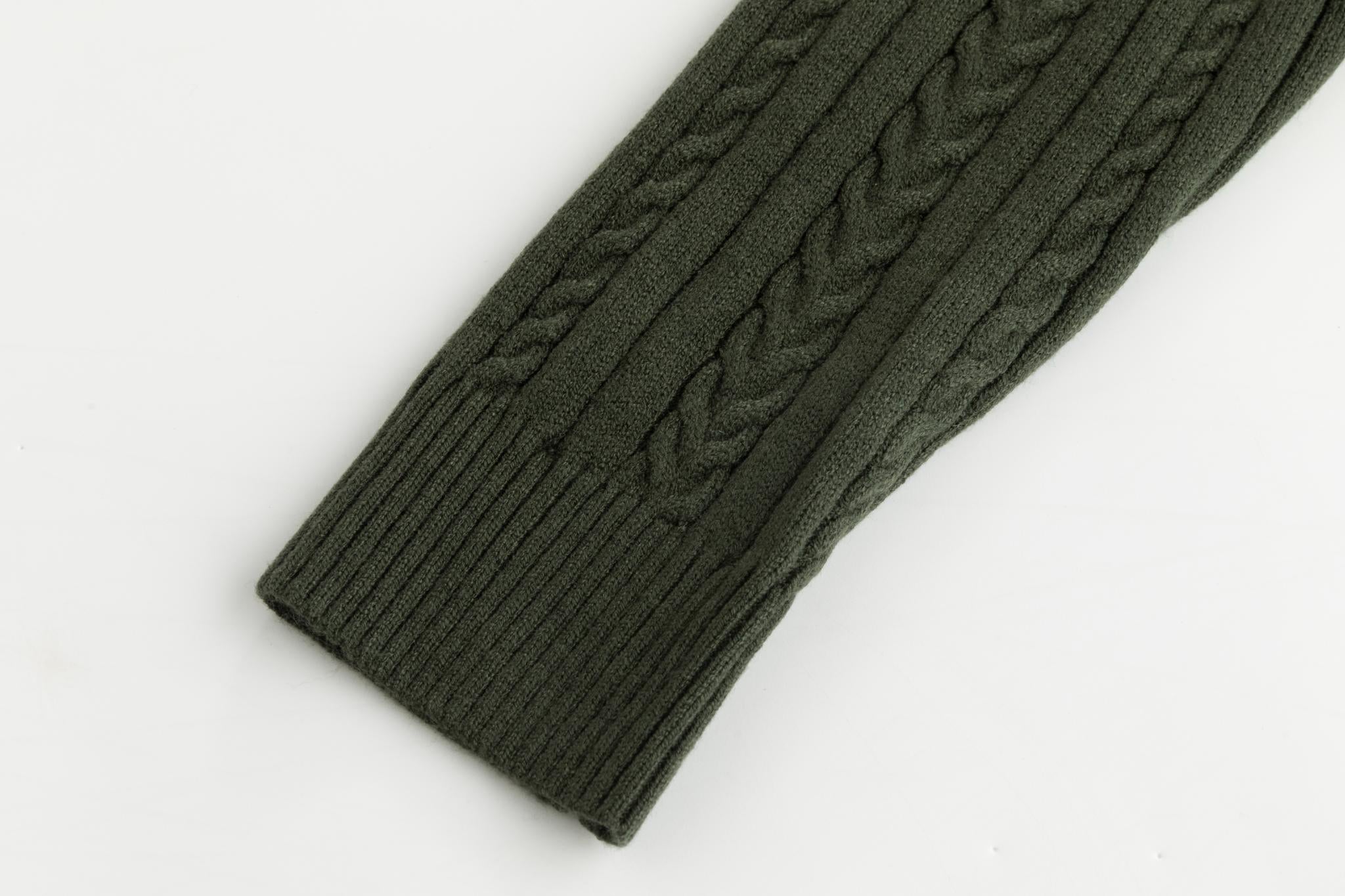 Green Cable Floral Fuzz Cardigan