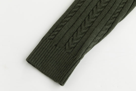 Green Cable Floral Fuzz Cardigan