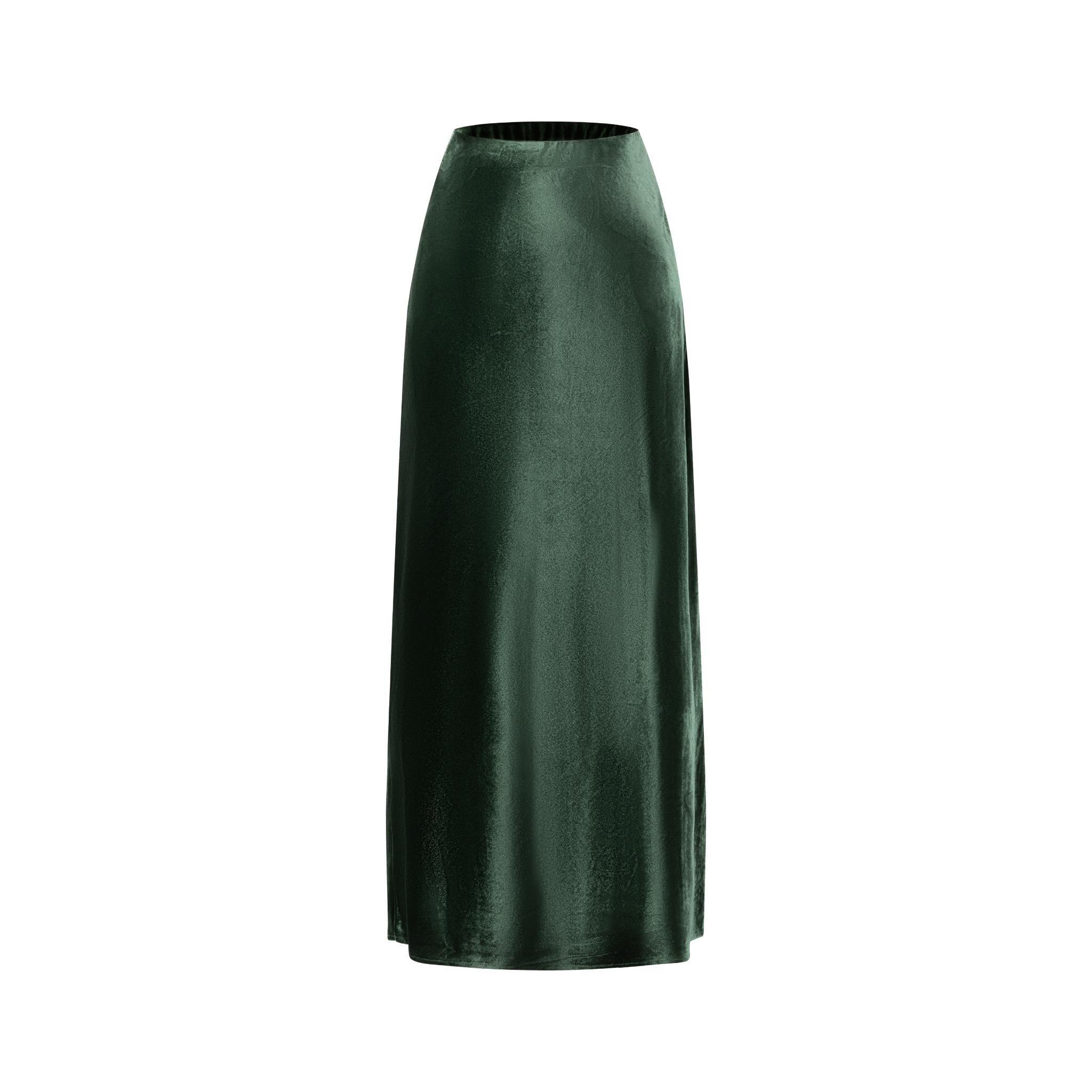 Green Suede A-Line Skirt