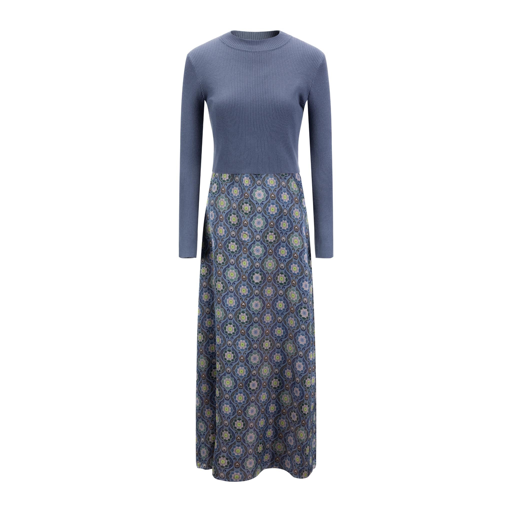 Grey Printed Overlay Dress