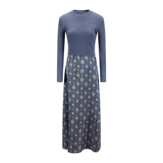Grey Printed Overlay Dress