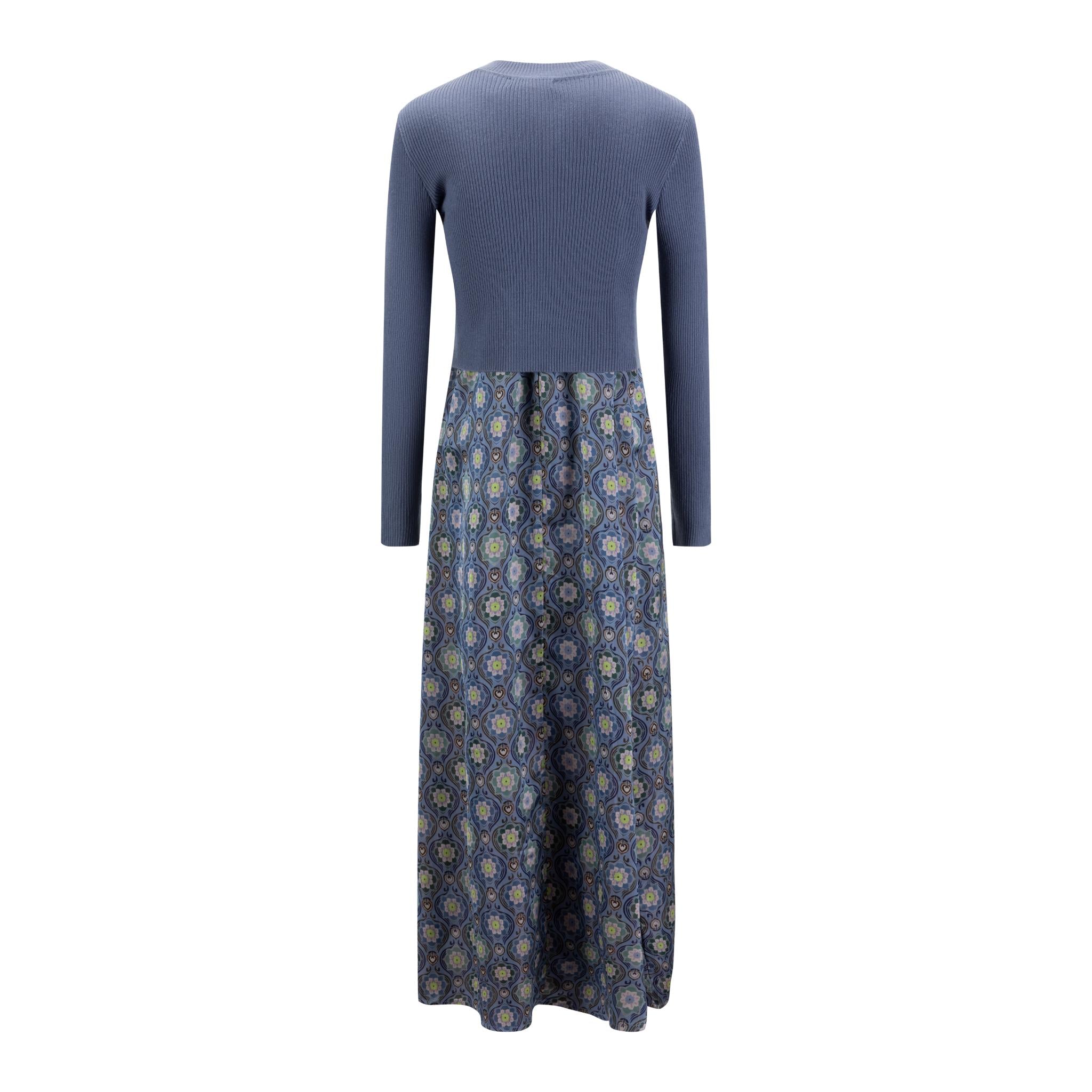 Grey Printed Overlay Dress