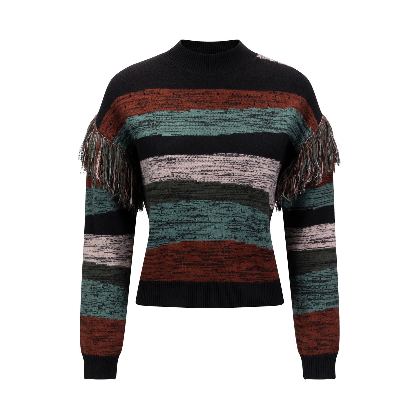 Multi Colored Striped Fringed Sweater