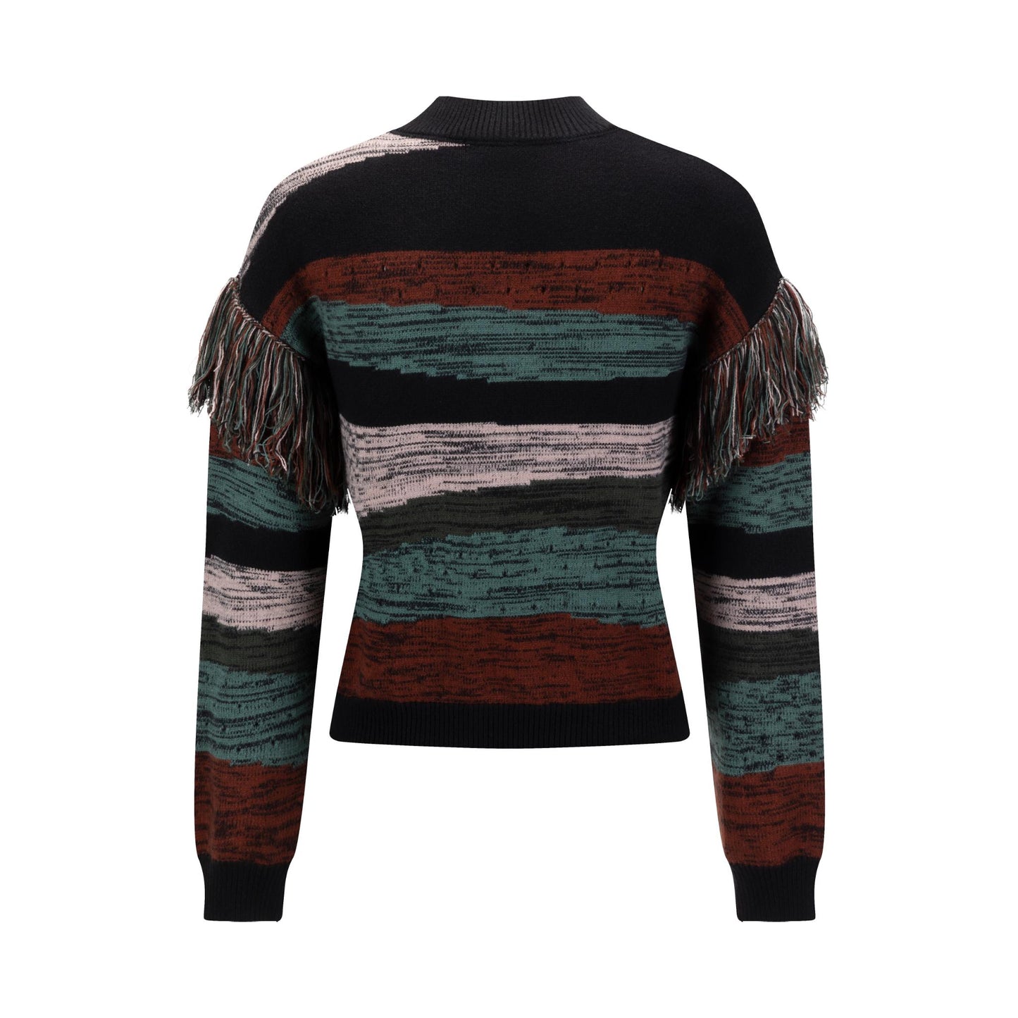 Multi Colored Striped Fringed Sweater