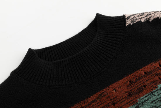 Multi Colored Striped Fringed Sweater