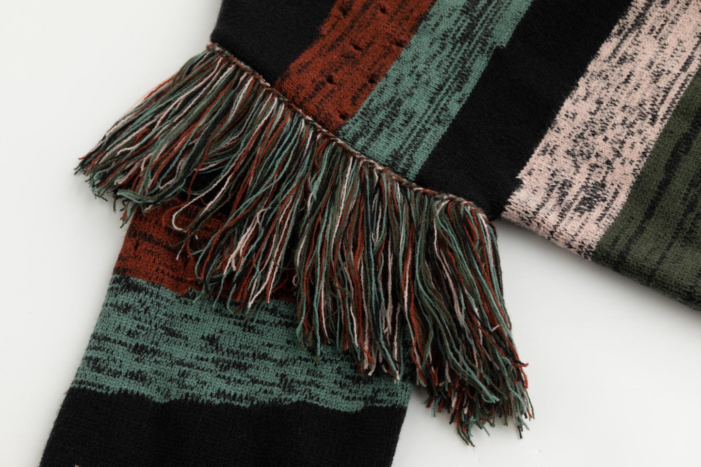 Multi Colored Striped Fringed Sweater