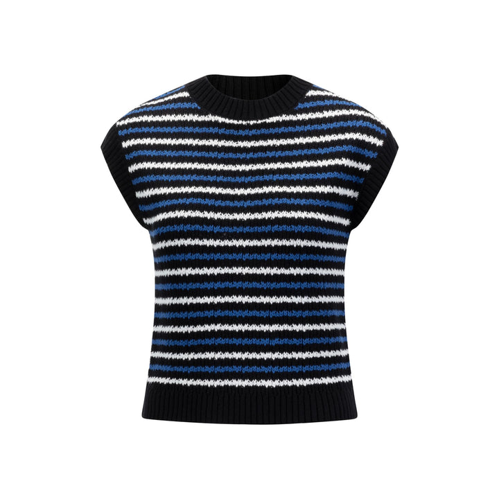 Blue And White Stripe Knit Vest