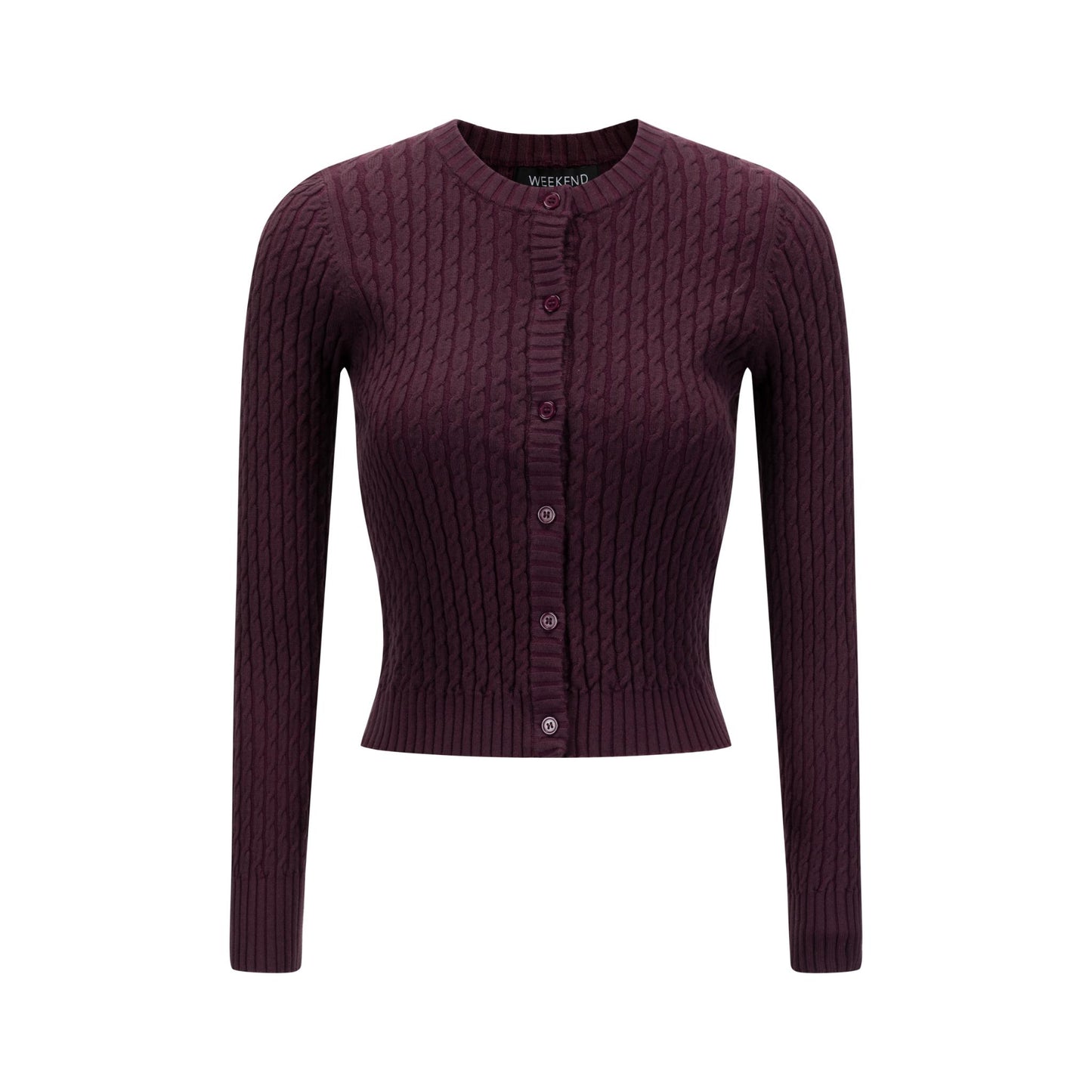 Maroon Cable Knit Cardigan