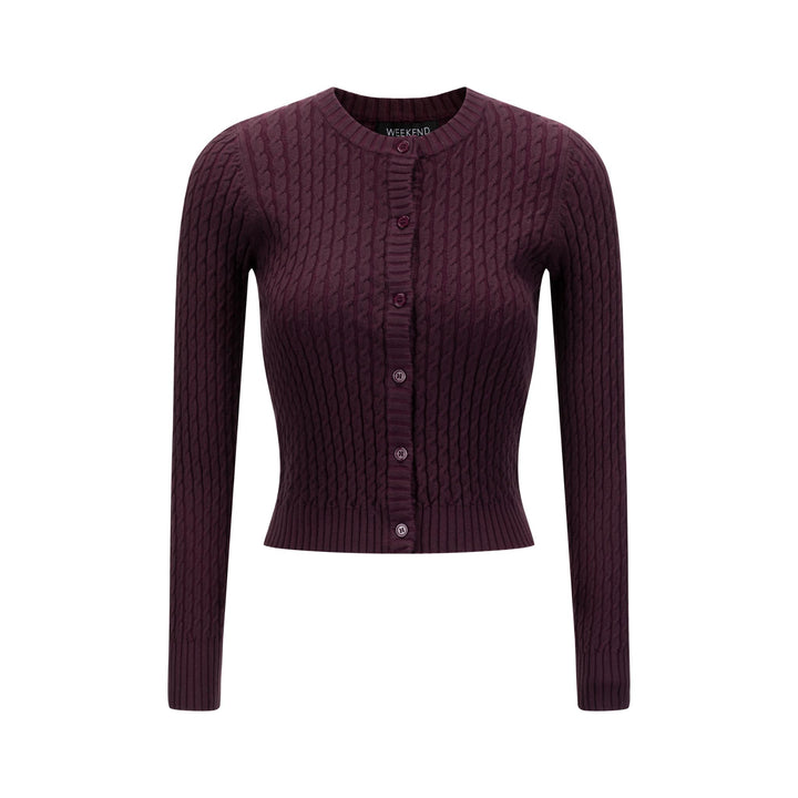 Maroon Cable Knit Cardigan