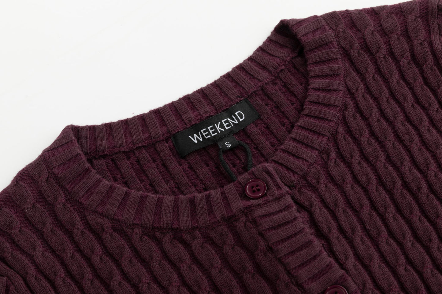 Maroon Cable Knit Cardigan