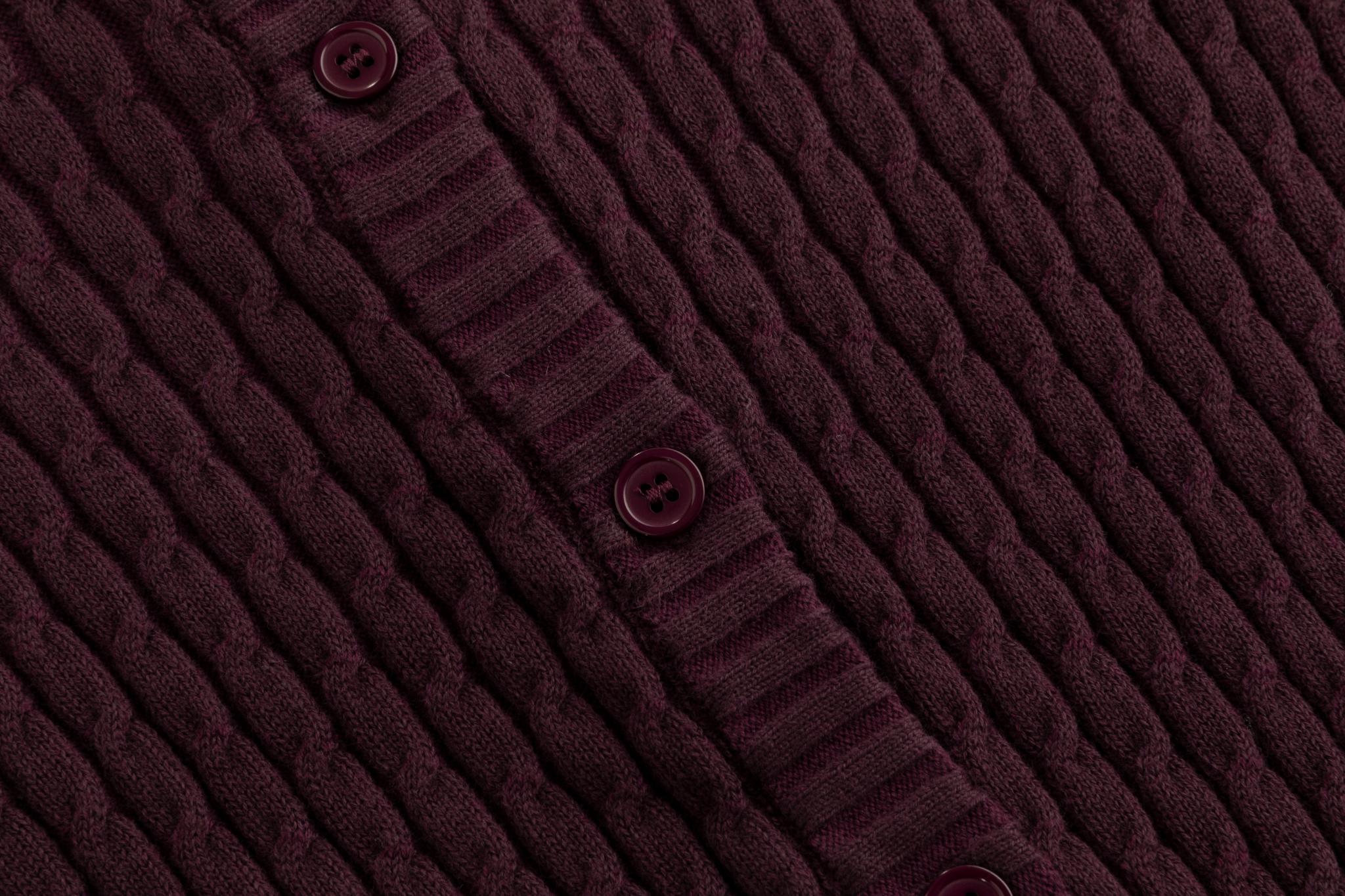 Maroon Cable Knit Cardigan