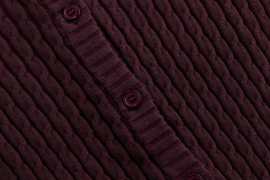Maroon Cable Knit Cardigan