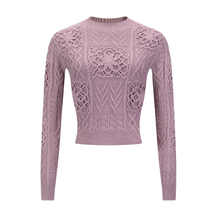 Mauve Knit Detailed Turtle Neck Sweater