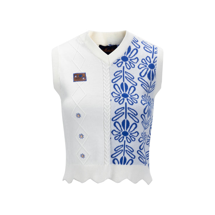 Ivory Embroidered Scallop Detail Vest