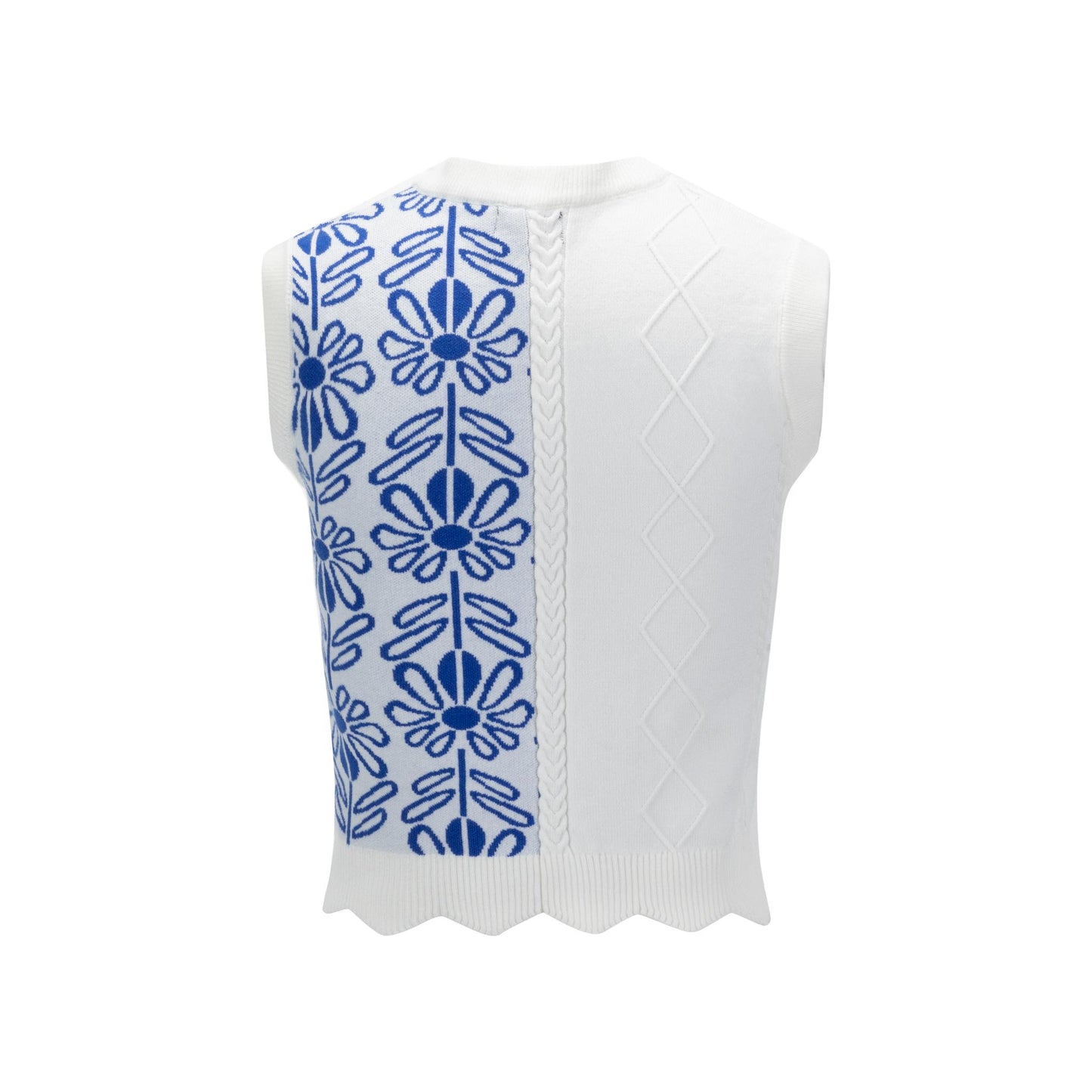 Ivory Embroidered Scallop Detail Vest