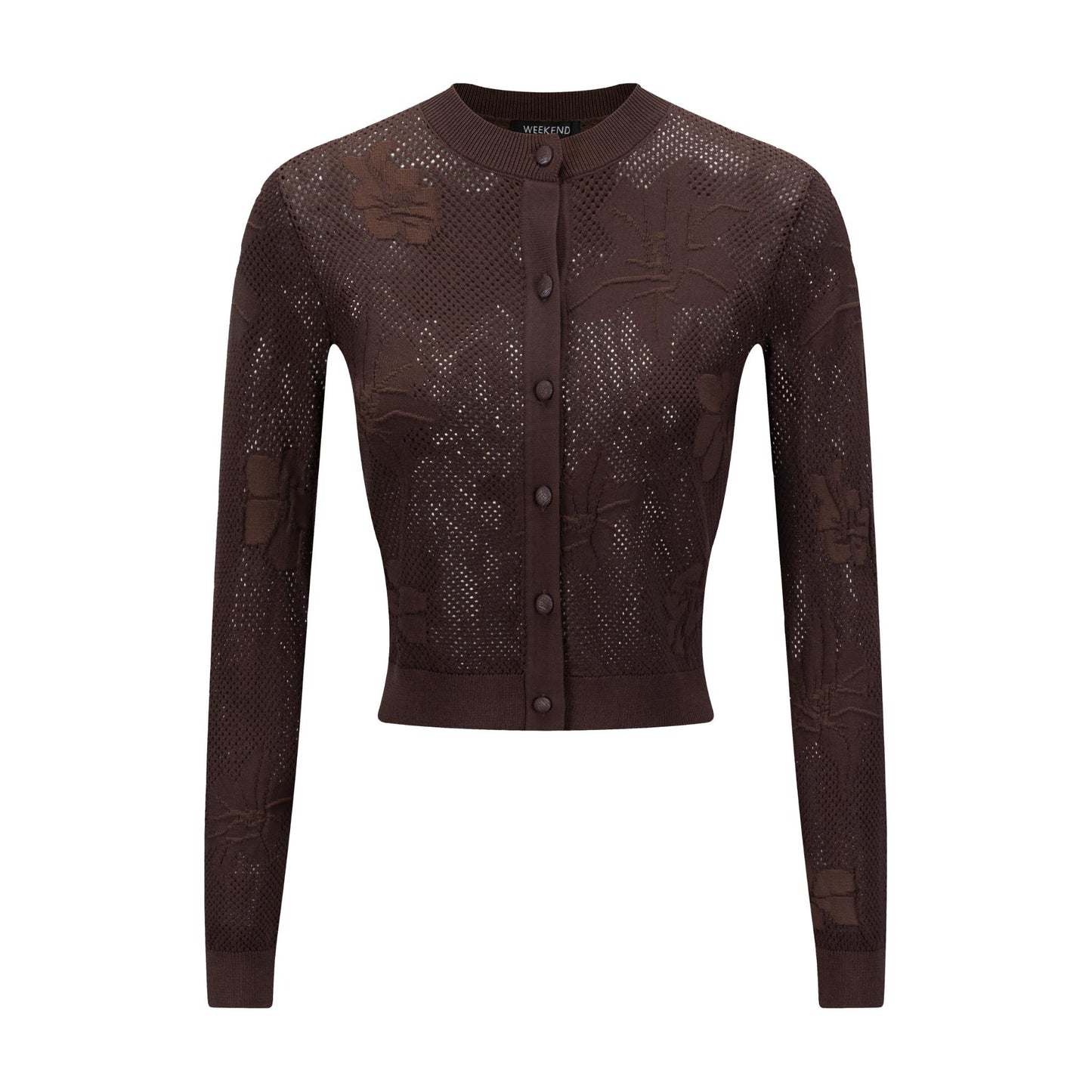 Brown Detailed Floral Cardigan