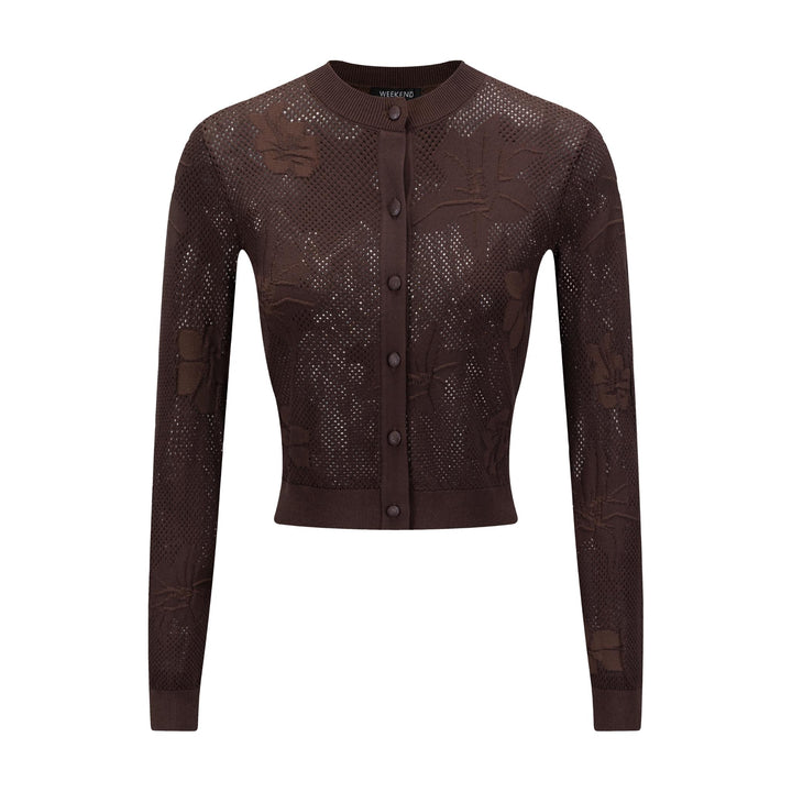 Brown Detailed Floral Cardigan