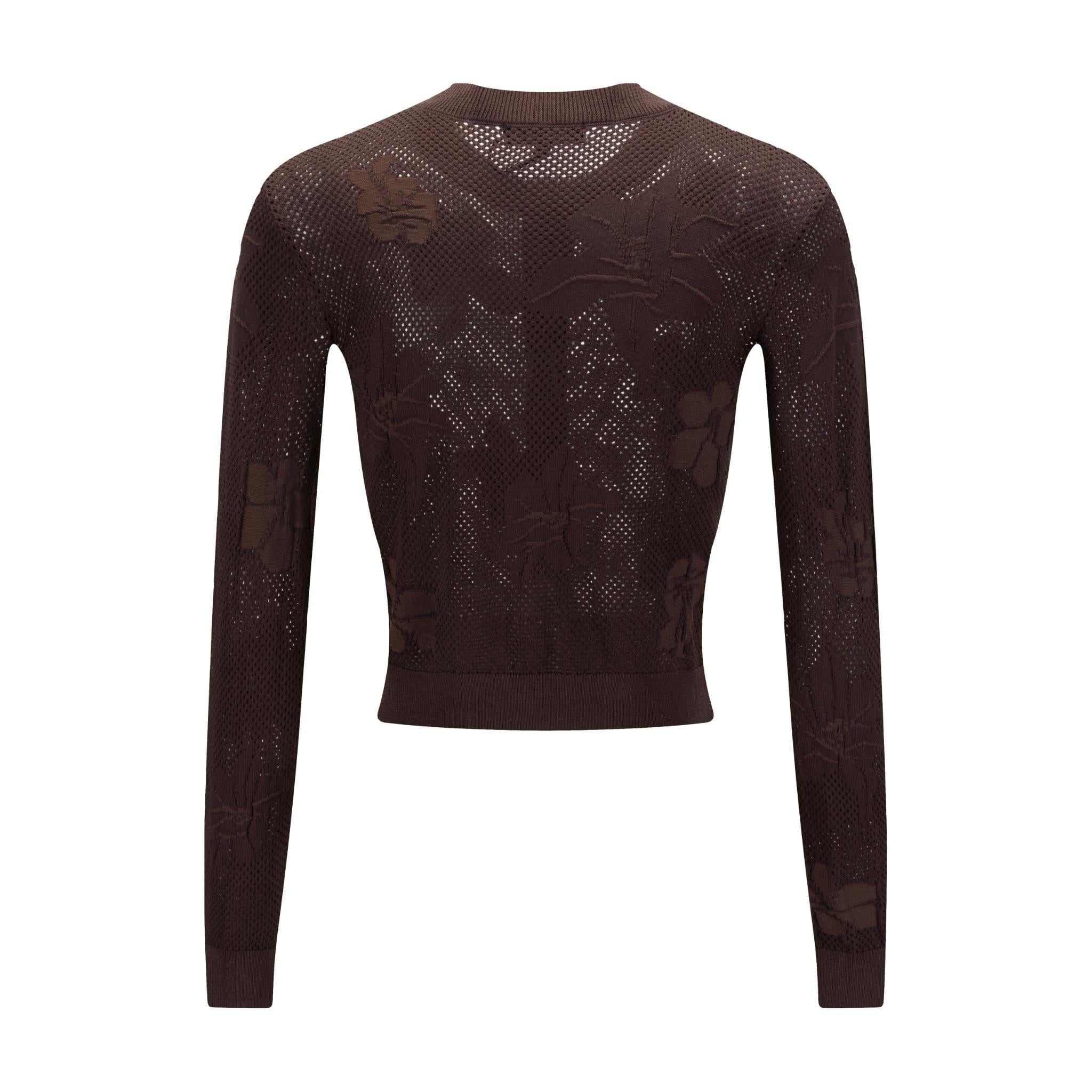 Brown Detailed Floral Cardigan