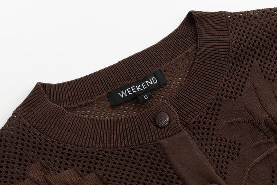 Brown Detailed Floral Cardigan