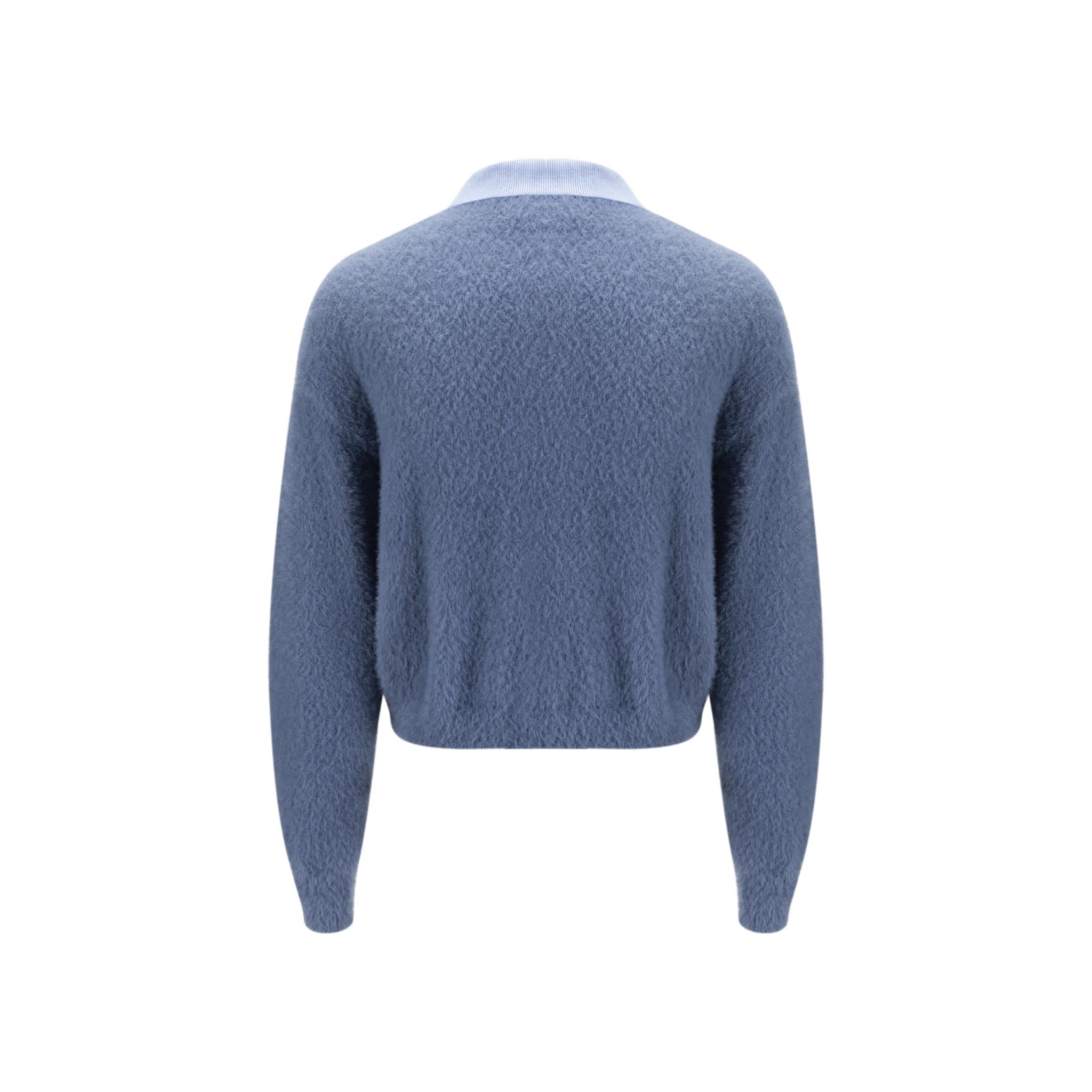 Fluffy Knit Cardigan - Blue