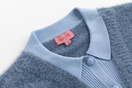 Fluffy Knit Cardigan - Blue