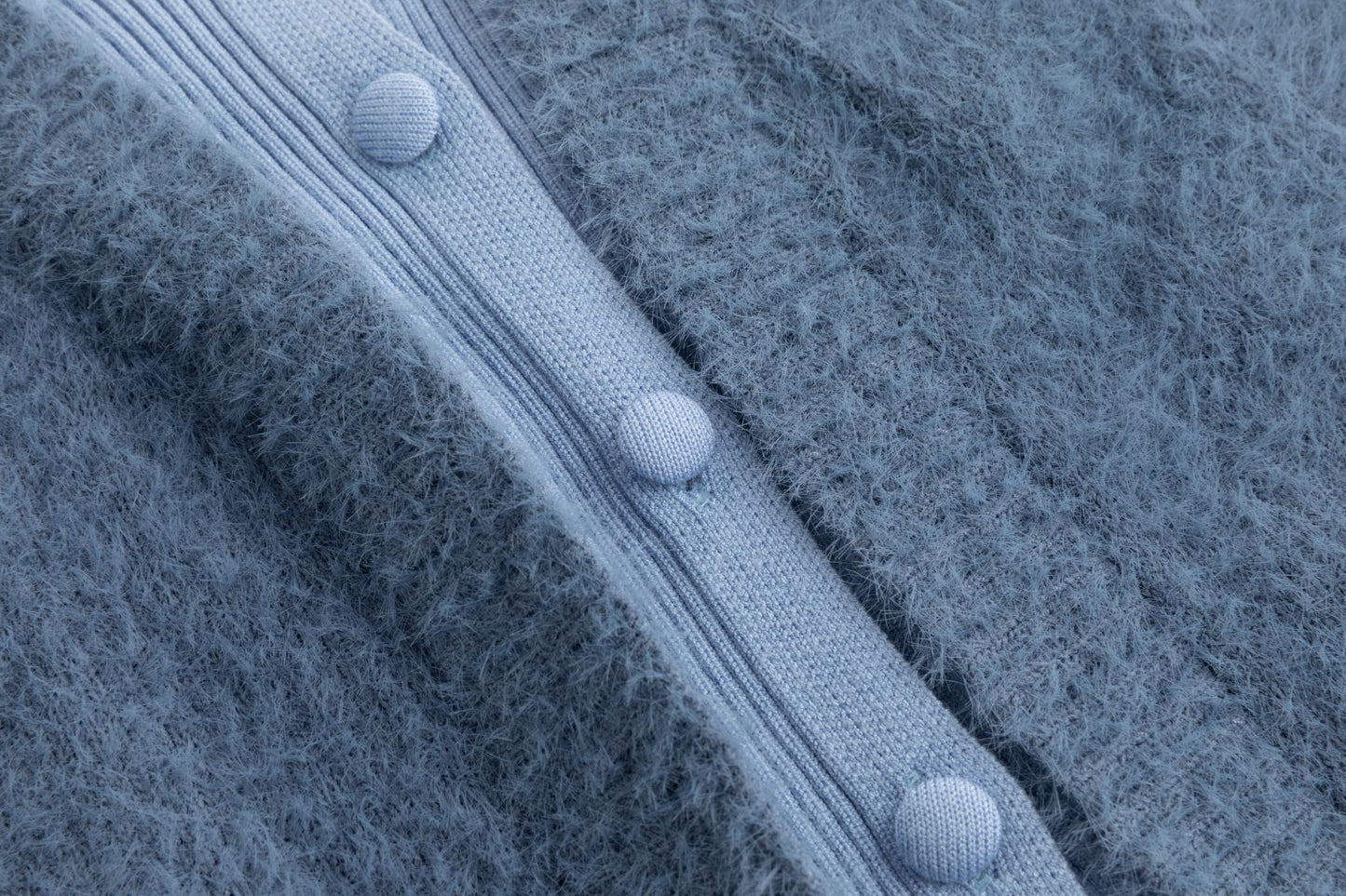 Fluffy Knit Cardigan - Blue