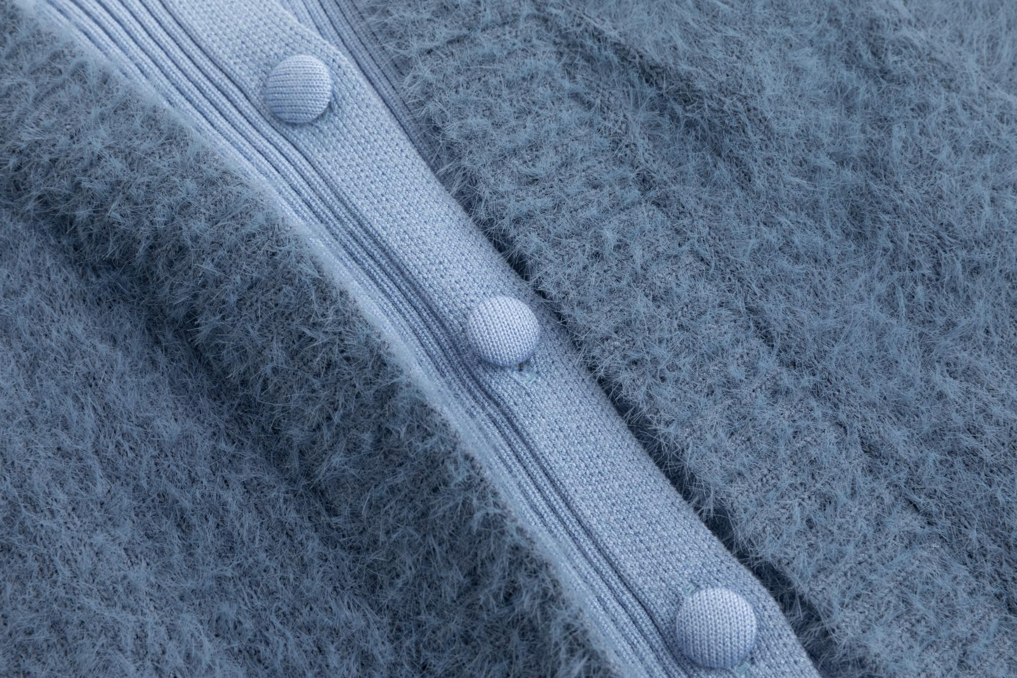 Fluffy Knit Cardigan - Blue