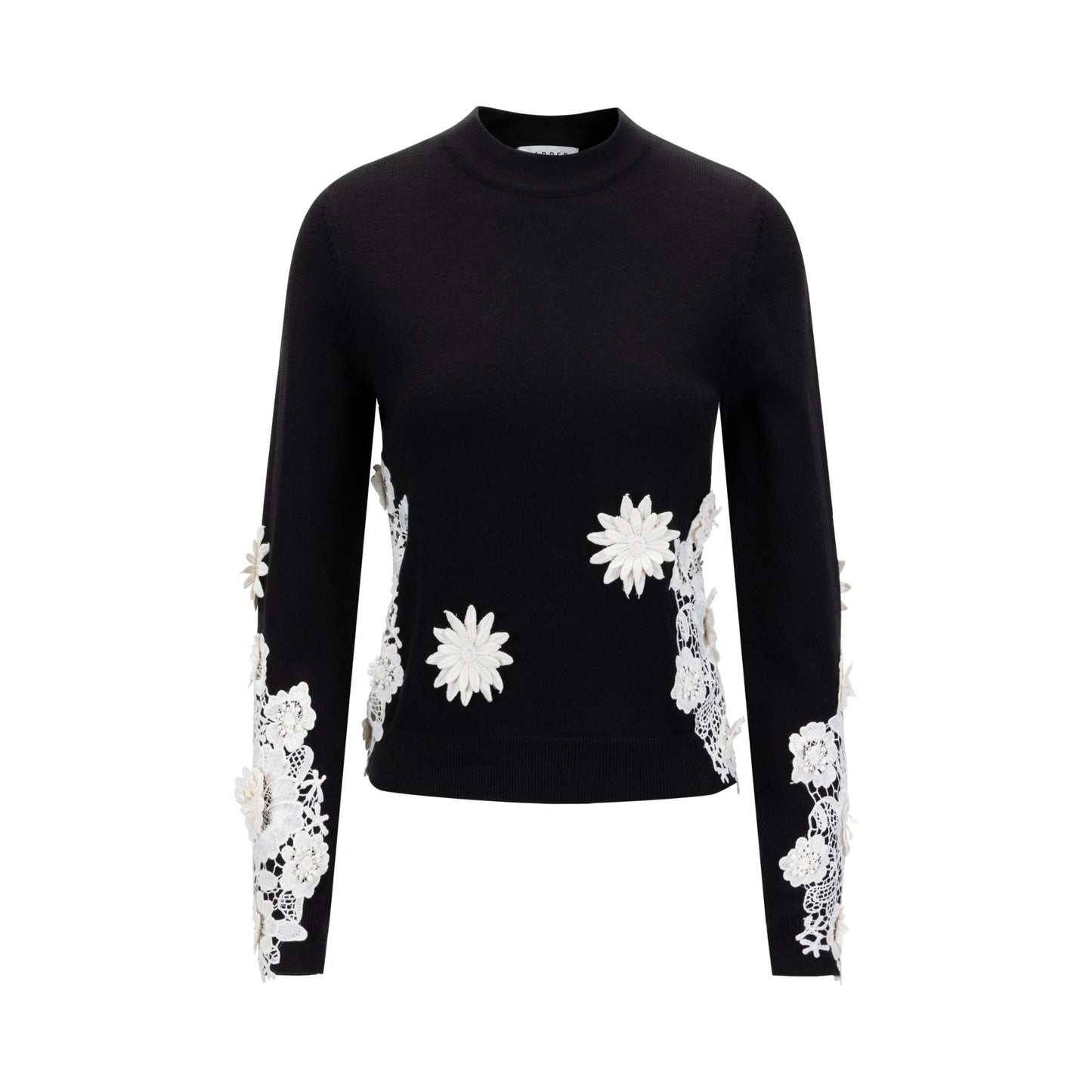 Black And White 3D Flower Knit Top