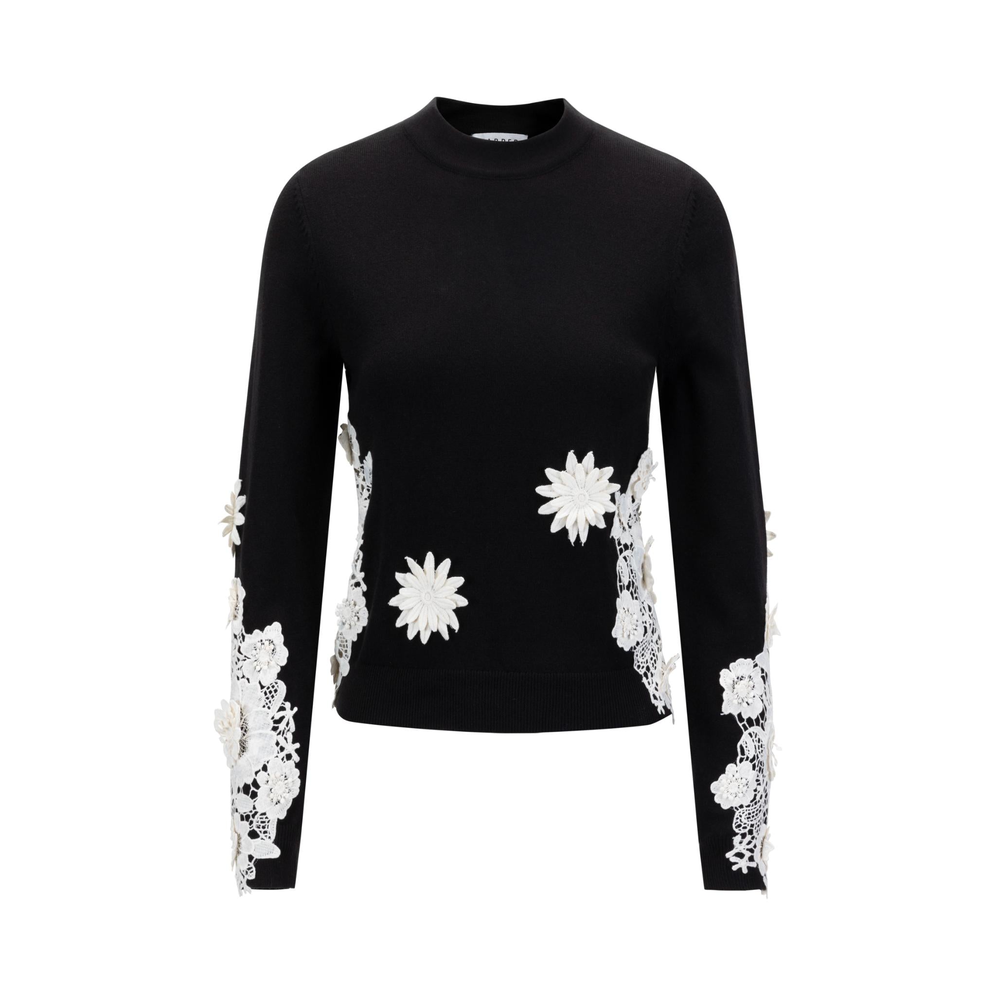 Black And White 3D Flower Knit Top
