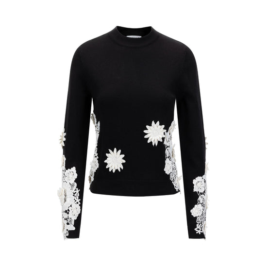 Black And White 3D Flower Knit Top