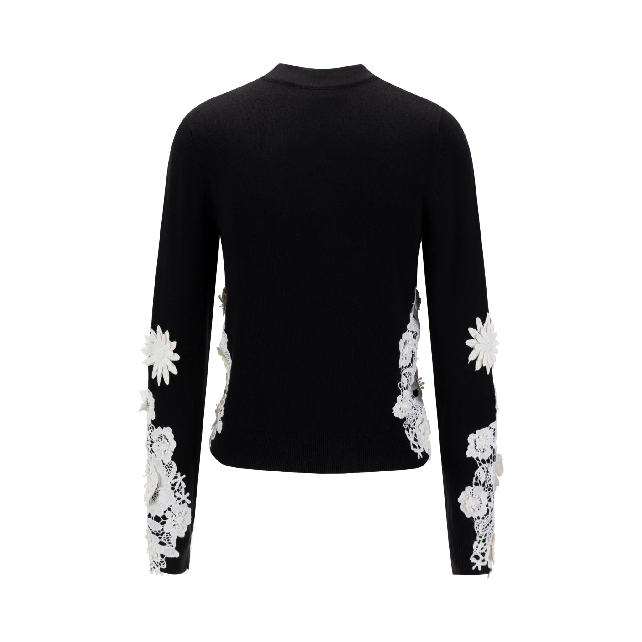 Black And White 3D Flower Knit Top