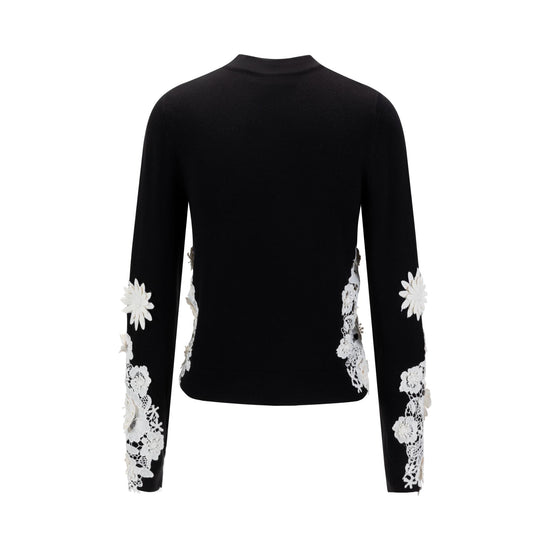 Black And White 3D Flower Knit Top