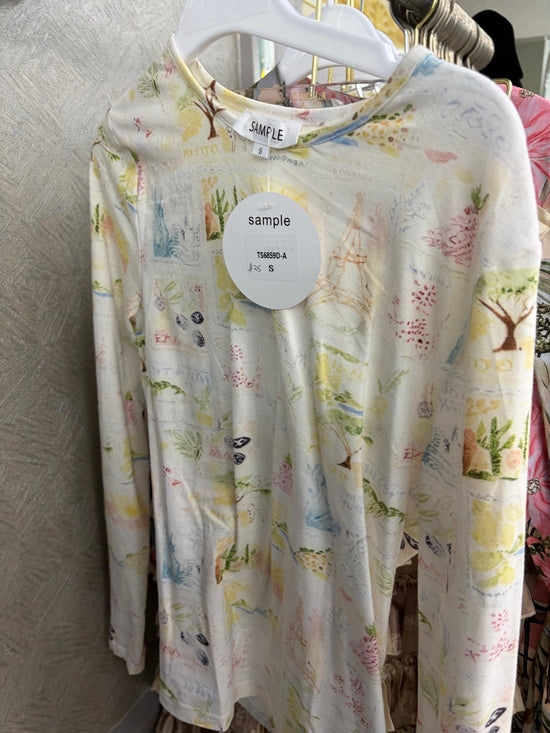 Paris Artwork Print Ivory T-Shirt