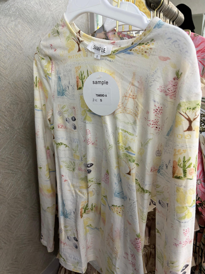 Paris Artwork Print Ivory T-Shirt