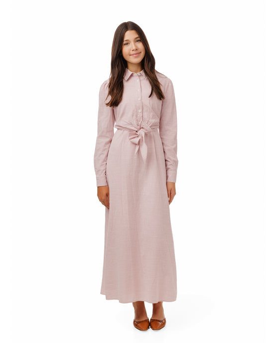 Pink Striped Jumper With Shirt Overlay