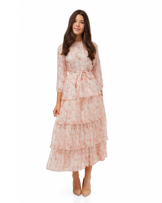 Pink Floral Layered Dress