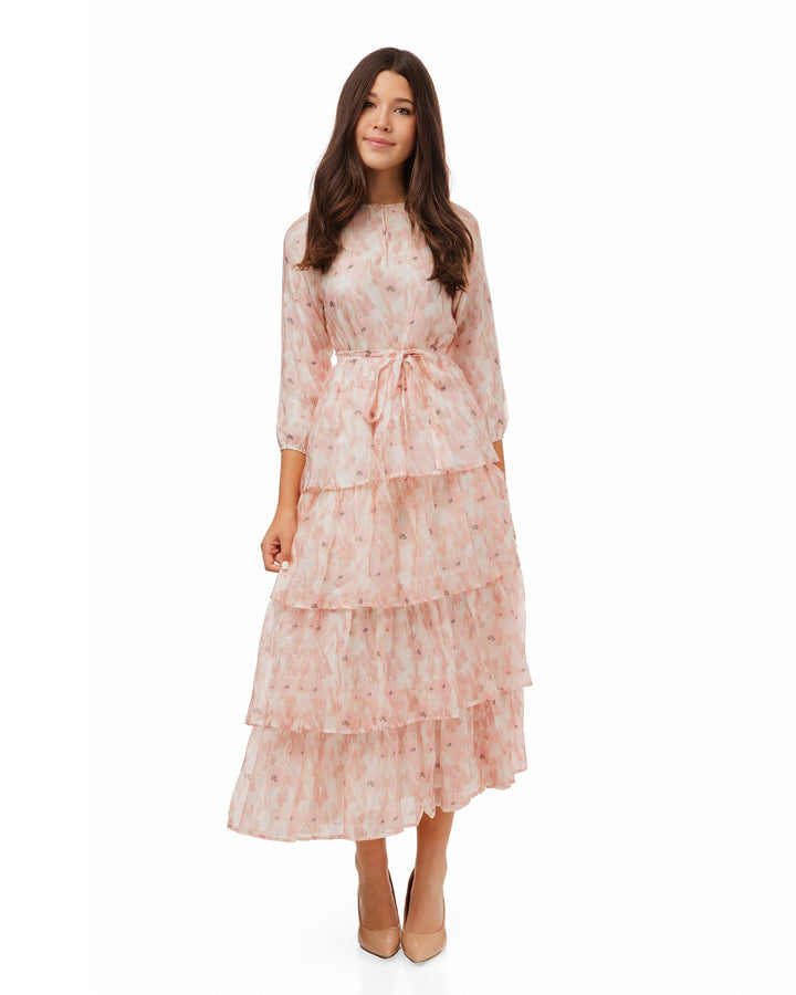 Pink Floral Layered Dress