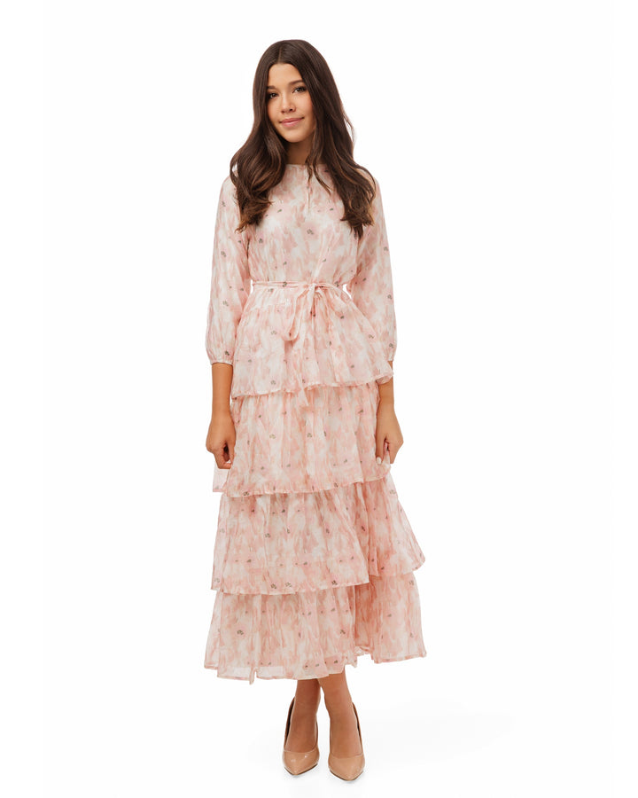 Pink Floral Layered Dress