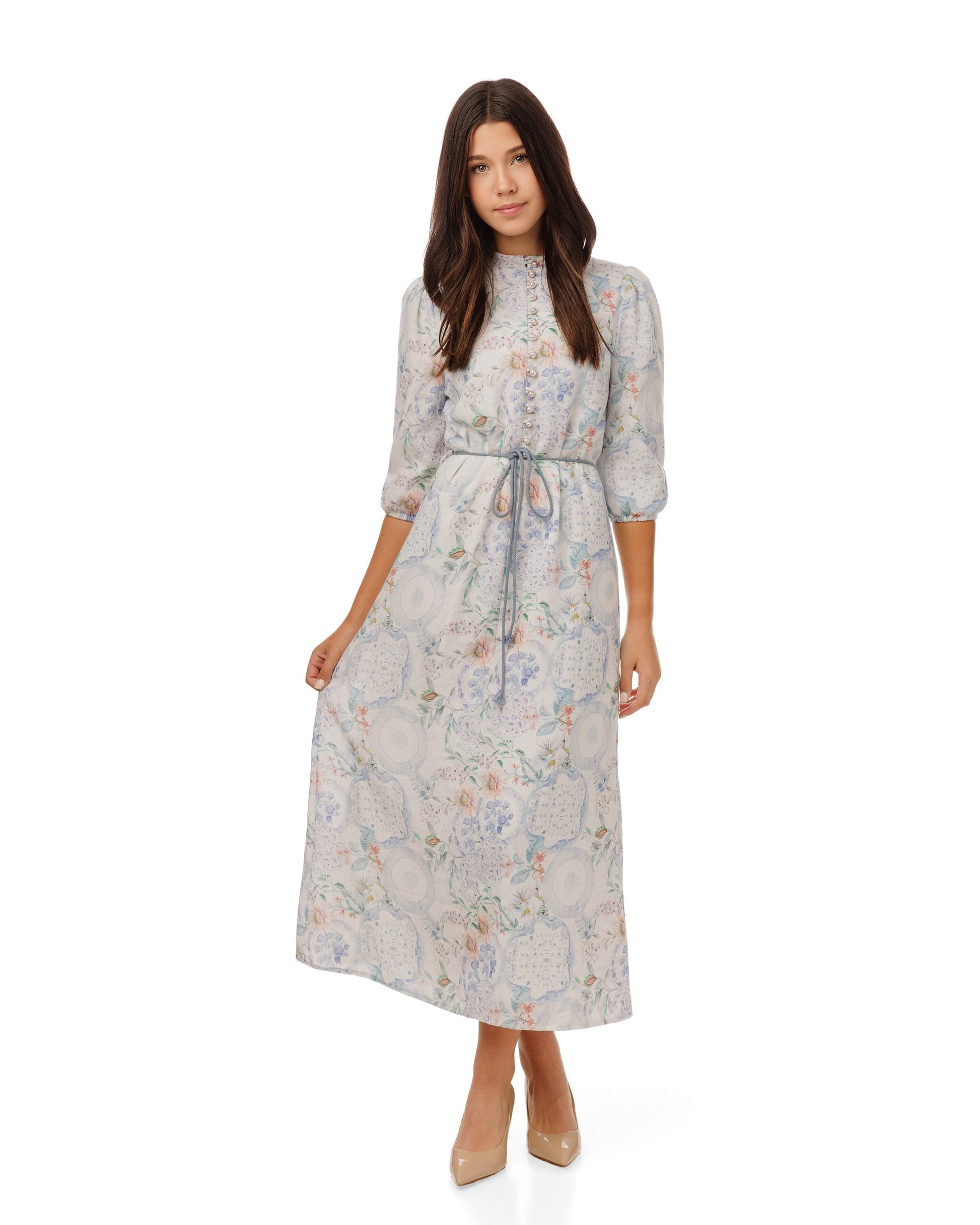Blue Floral Printed Dress